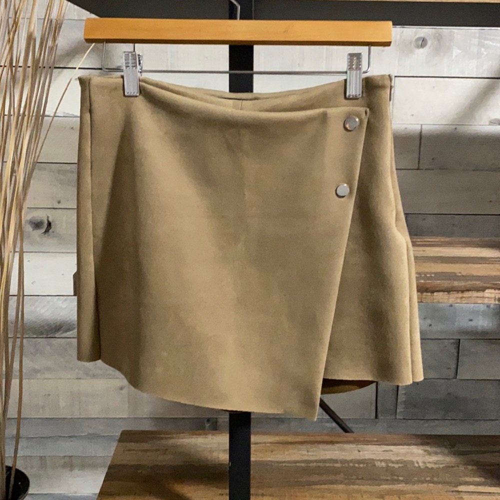 Tan suede mini skort
